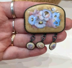 Vintage Rostov Finift, Rare Brooch With Beautiful Painting