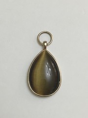Tiger Eye Stone Pendant With Gold Tone