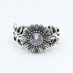 Vintage Elegant RING Silver 925 with Chic Bright Stone -size: 9.5US (19mm) | #2