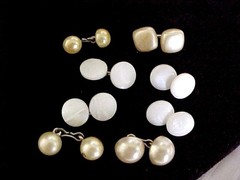 Vintage Lot 8 Mother Of Pearl & Pearl Shirt Cufflink Buttons Studs