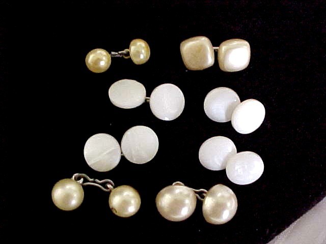 Vintage Lot 8 Mother Of Pearl & Pearl Shirt Cufflink Buttons Studs