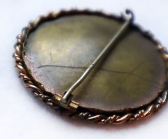 Antique 1860s Civil War Soldier Photo Mouring Brooch C Clasp GF? Celluloid Cover