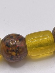 Vintage Glass Bead Necklace Yellow Brown Speckled Yellow Green Red