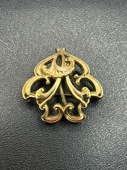 Antique gold tone ornate watch clip pin brooch Art Nouveau flowers