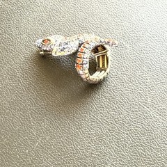 Vintage Blue/Orange FL Crocodile Alligator Rhinestone Adjustable Statement Ring
