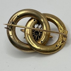 Antique Victorian 14k 18k Gold Love Knot Brooch Starburst Pearl Pin 8g