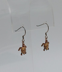 925 Signed Sea Turtle Earrings 1in Drop Vermeil Shell Sterling Silver VTG