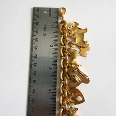 Vintage Kirk’s Folly Gold-Tone Dog Charm Bracelet with Rhinestones Retired READ