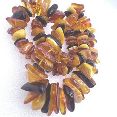 Vtg Baltic Amber Nugget Necklace Sterling Silver Clasp Glows Cognac Egg Yolk 20″