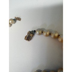 Vintage Faux Pearl Choker Necklace Cream Graduated Beads Gold Tone Clasp 15 In