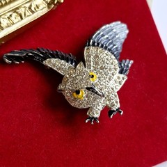 RARE Vintage Coro Style Trembler Owl Brooch Geissmann Brunialti Book Piece 30s