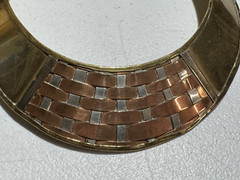 VINTAGE TRI COLOR MODERNIST COLLAR CUFF CHOKER NECKLACE MADE IN INDIA