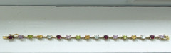 FAS Gold Over 925 Sterling Silver Multi-Gemstone Bracelet