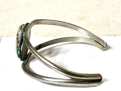 Alpaca Mexico Silver Cuff Bracelet Turquoise Adjustable