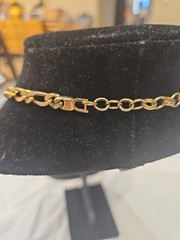 Vintage Christian Dior Classic Logo Black Rhinestone Gold Chain Necklace 18 In
