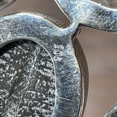 Sterling Silver Ammonite Fossil Gemstone Pendant Bezel Set 32g 3” Length
