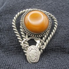 Vintage Dress Clip Faux Stone Bold Statement Twisted Silver Tone Open Work