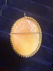 Vintage Italian 800 Silver Vermeil Cameo Jewelry Set Three Graces Clip Earrings