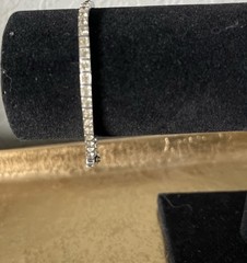 Vintage Sterling Silver Tennis Bracelet 925 CZ Round White 6.75in Box Clasp