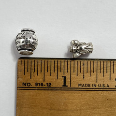 Two 925 Sterling Charm Beads 3-D Angel plus Guardian Angel to Protect and Guide