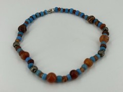 Southwestern Necklace Natural Orange Stones Blue Turquoise Color Beads 18 Inch