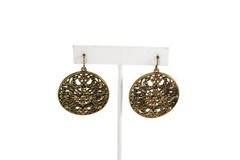 Goldtone Medallion Drop Dangle Earrings Pierced 54946 Gold Tone