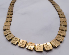 Antique 12k Yellow Gold Silver Book Sandwich Reversible Chain 18″ Necklace #110