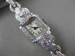 ANTIQUE LARGE 2.30CT OLD MINE DIAMOND PLATINUM HAMILTON WATCH F VVS/VS #14090