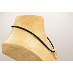 Vintage Collar Necklace Choker Brushed Silver Gold Black Cord Signed 1990s Bin1D