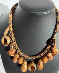 Miriam Haskell Style Vintage Painted Wood Dangles’ Necklace