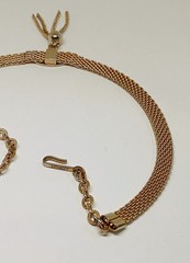 Vintage Judy Lee Signed Gold Tone Mesh tassel pendant Choker Necklace