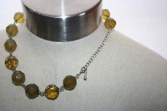 Adjustable Choker Princess Necklace Facet Green Amber Bead Lucite Acrylic Resin
