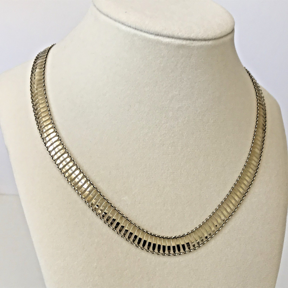 vintage JCM ITALY sterling silver ladder link 18″ collar necklace 9mm 7.63grams