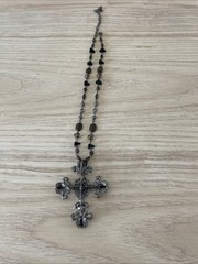 VTG VCLM Nordstrom Victorian Style Cross Necklace Rhinestone Crystal Goth Boho