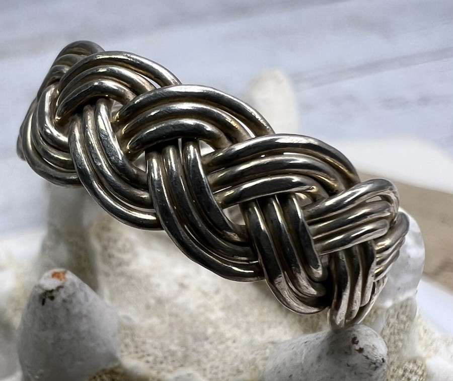Vintage Woven Ring Sterling Silver 925 Band Size 12 Men Woman Jewelry 🖤