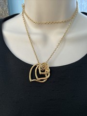 Avon Triple Heart Pendant Gold Tone 30″ Chain Necklace Graduated Open Hearts