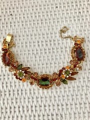 JULIANA D&E Iridescent Watermelon Art Glass Rhinestone Bracelet! SPECTACULAR!!