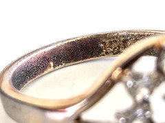 Vintage Sapphire & Clear Glass Cocktail Gold Tone Ring Size 7 Signed G