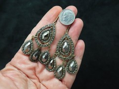Vintage AVON “Embellished Hematite Colored Chandelier Earrings” 2008 Pierced
