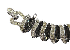 Vintage Weiss Smoky Crystal Rhinstone “Black Diamond” Bracelet & Earrings Set