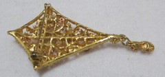 Pretty Vtg Flower 3D Surface KITE Brooch Gold Tone Pink Rhinestones & Enamel