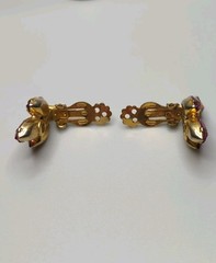 Vintage Juliana Clip On Earrings By D&E Pink Rhinestones & A B Ravoli Stones F03
