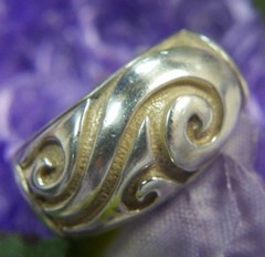 Vintage Swirl Bar Top 0.925 Sterling Silver Comfort sides Band Ring size 8