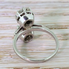 Two Stone 2.50Ctw White Round Simulated Diamond Art Deco Wedding 925 Silver Ring