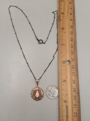 Vtg Germany Religious Cameo Pendant Chain Link Necklace 16″
