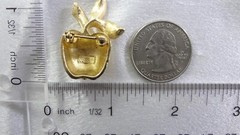 CUTE! Vintage 1974 AVON “GOLDEN APPLE” Fruit Small Brooch / Pin BOOK PIECE!