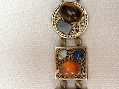 Kafin NY Bracelet and Earrings Demi Parure, Cabochon and Glass Stones, DBL Links