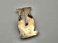 Vintage .925 Sterling Silver Great Horned Owl Brooch Pin Necklace Pendant Signed