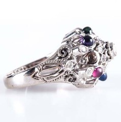 Vintage 1970’s 14k White Gold Multi-Stone Dome Style Ring 1.76ctw 8.8g