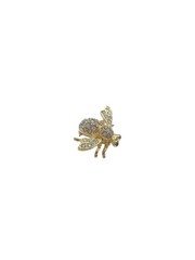 JOAN RIVERS Classics Gold Tone Green Eyed Clear Rhinestone Bumble Bee Brooch Pin